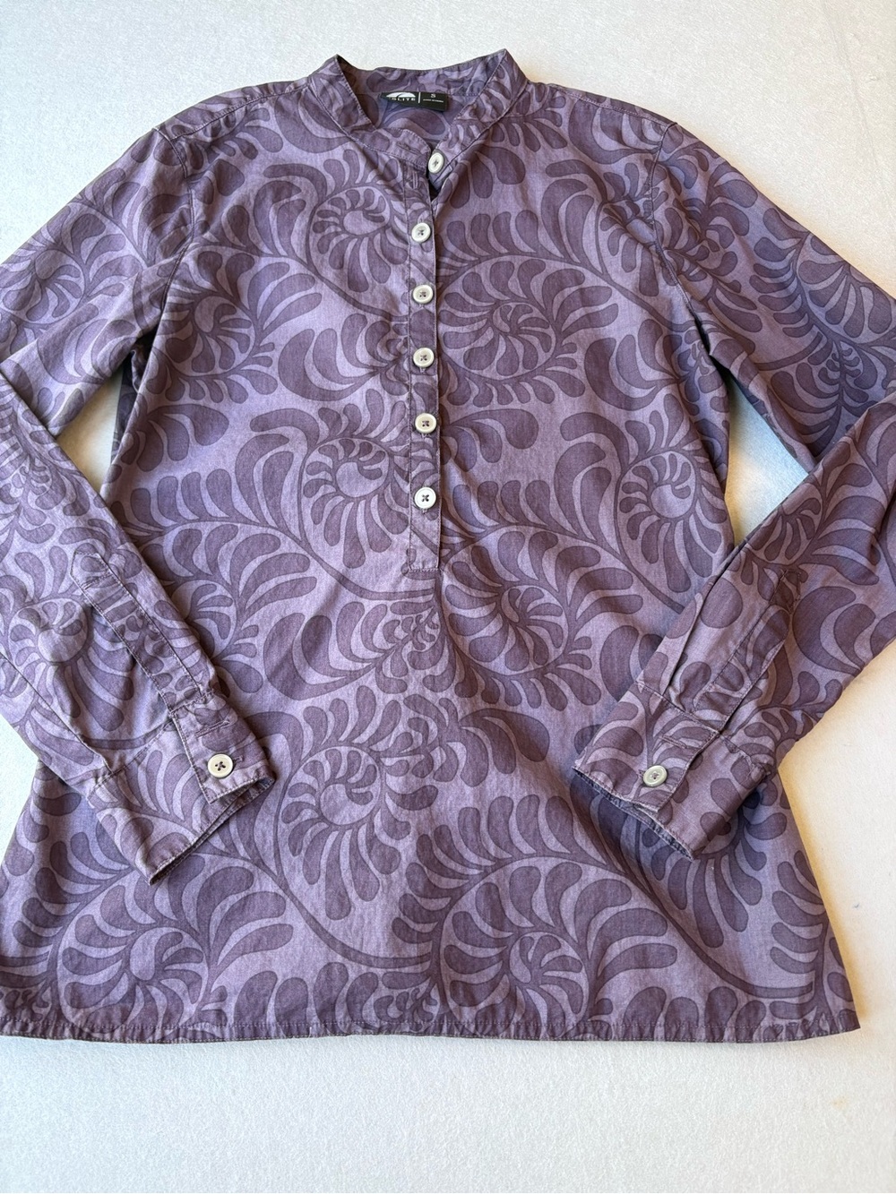 Women’s Golite Purple Patterned Blouse with button detail sz S 100% cotton - Picture 2 of 10